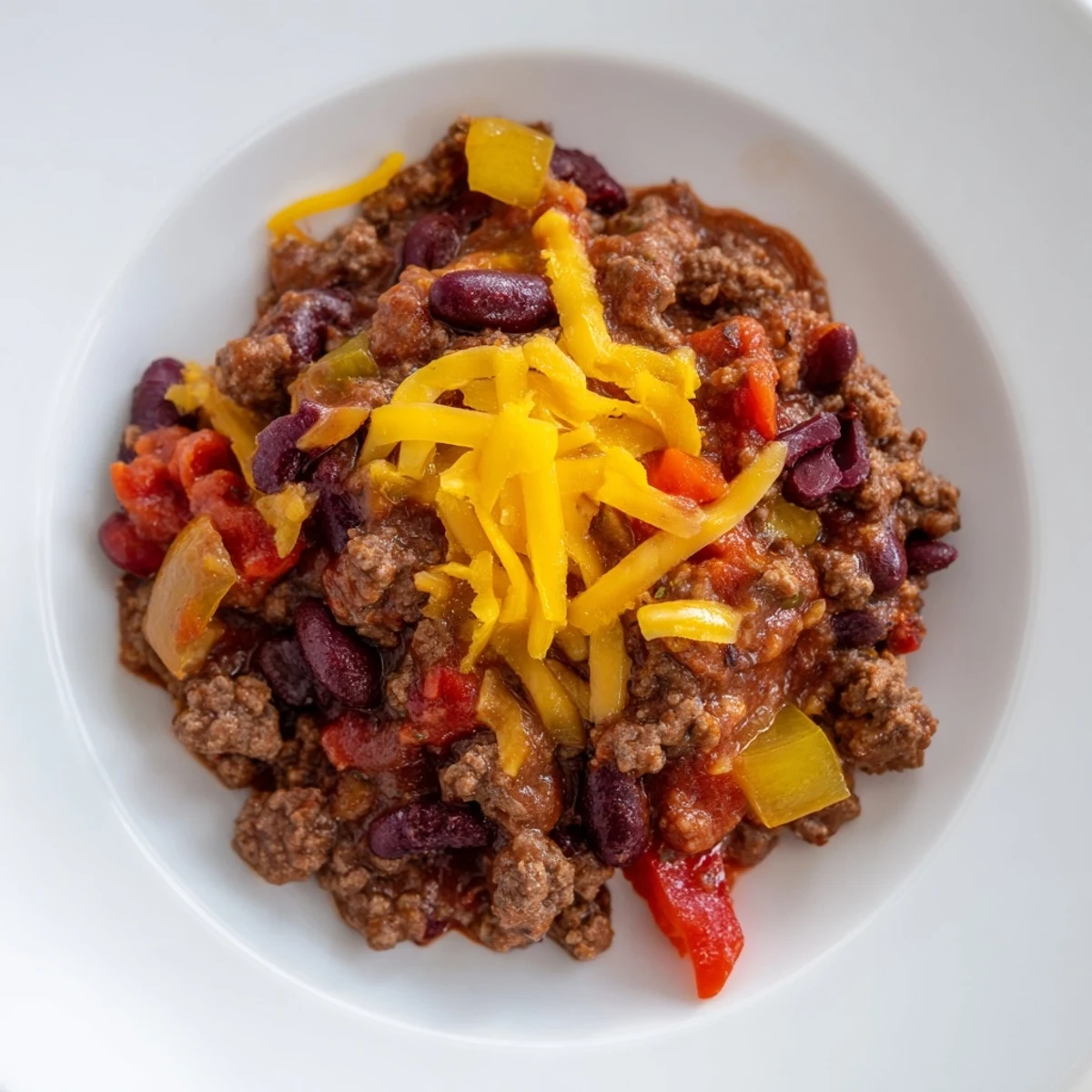 Hearty and flavorful simple weeknight chili, perfect for a cozy, comforting American meal at home.