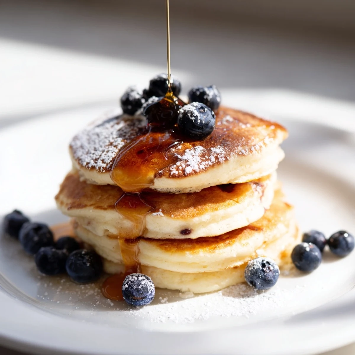Golden-brown, light and fluffy ricotta pancakes, perfect with fresh berries and maple syrup for brunch.