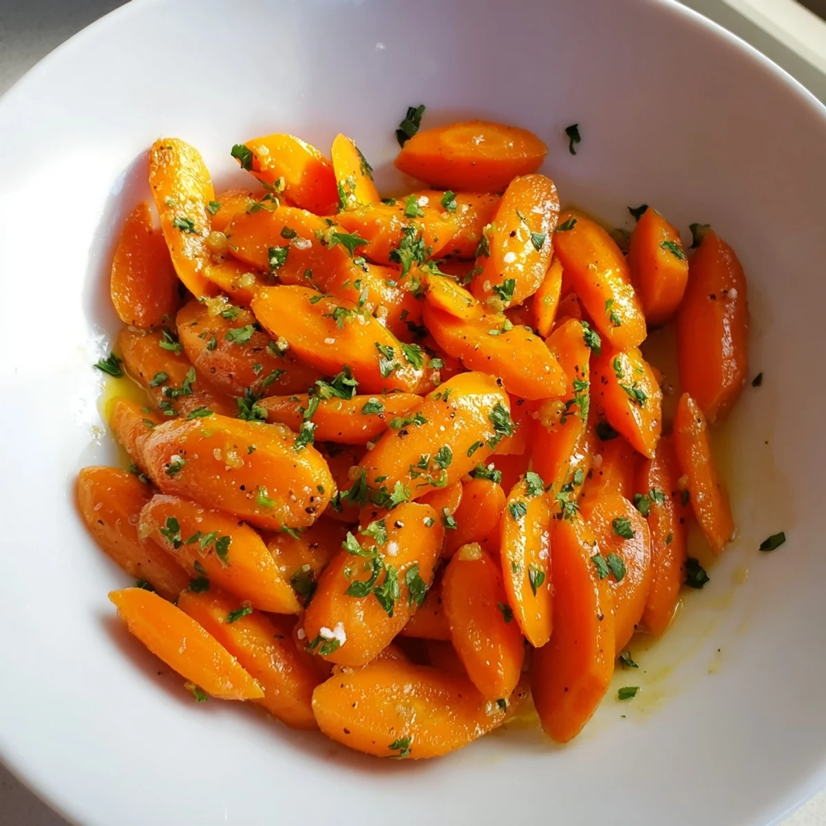 Vibrant orange golden honey-glazed carrots, a classic American side, perfectly coated in a sweet glaze.