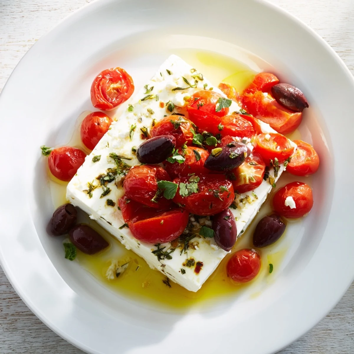 Creamy Baked Feta Pasta with vibrant red tomatoes and a hint of fresh basil for flavor.