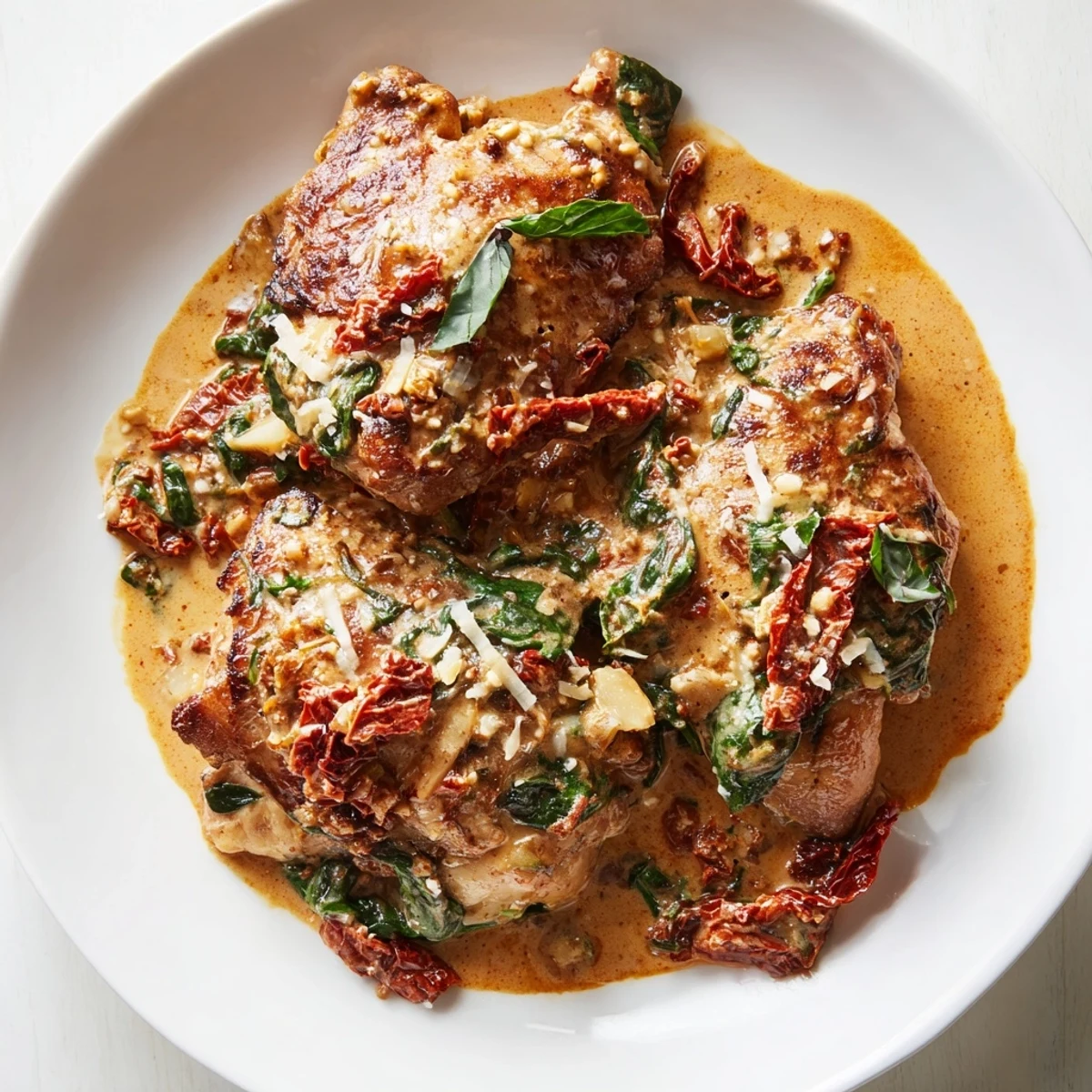 Imagine tender chicken glistening in a vibrant Creamy Sun-Dried Tomato Chicken Skillet, ready to be devoured.