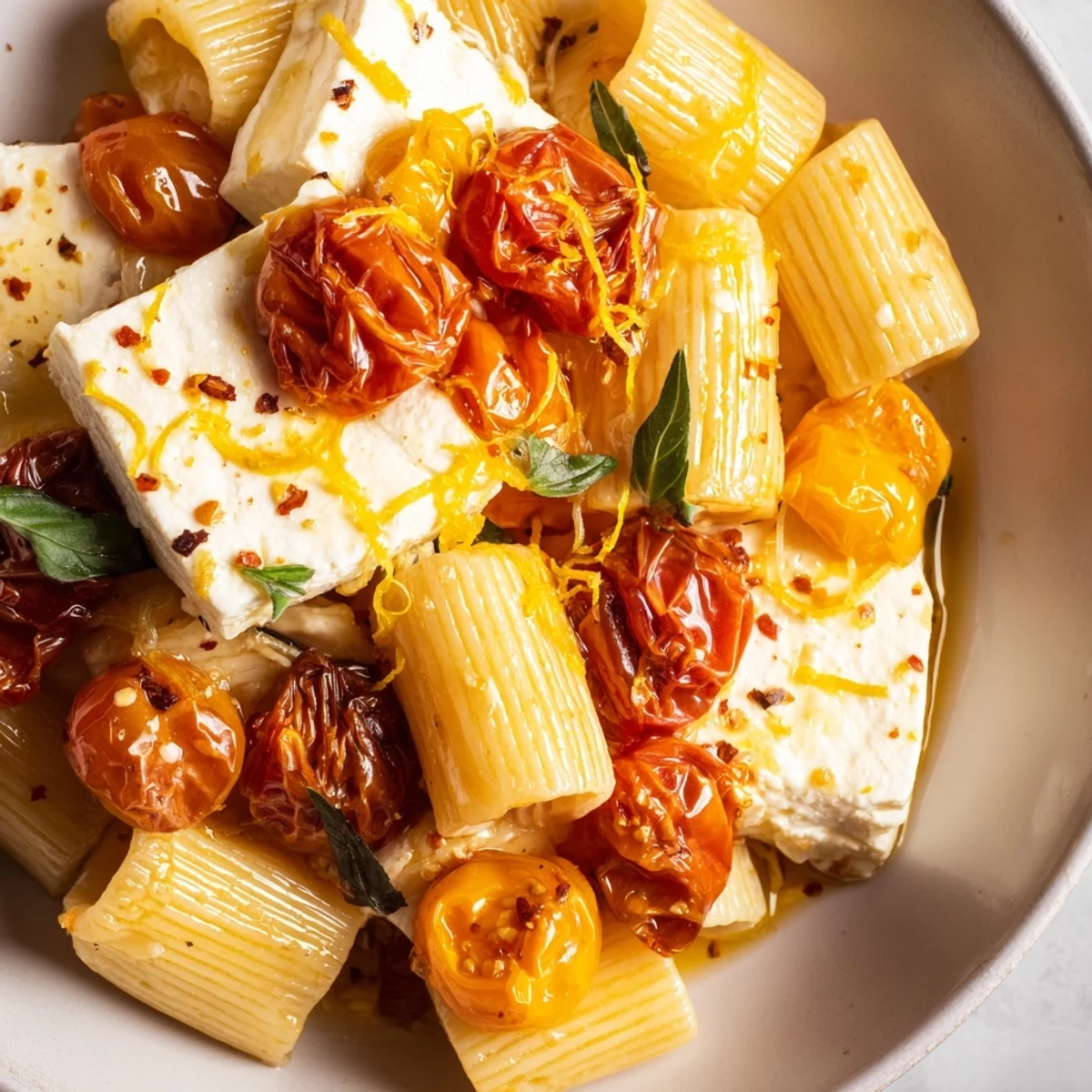 Golden baked feta with bursting tomatoes, drizzled with honey, is a beautiful Mediterranean dish.