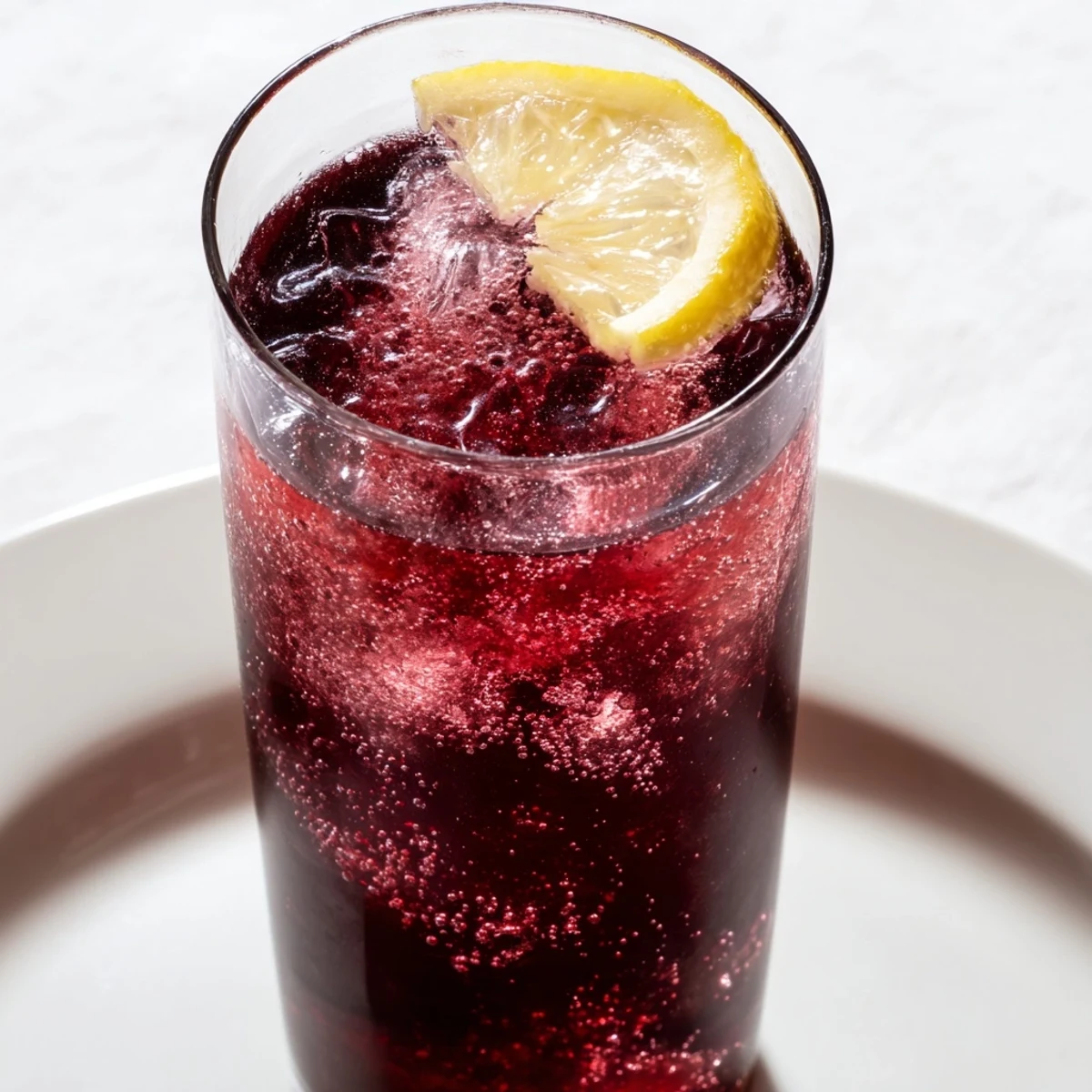 A vibrant Sleepy Girl Mocktail with a lemon wheel, promising a relaxing, bedtime beverage experience.