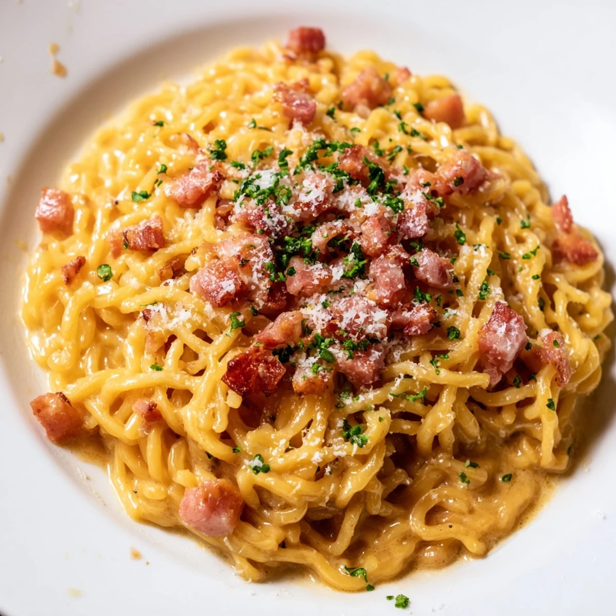 Quick Ramen Carbonara Hack, featuring a perfect, creamy, parmesan-coated egg sauce, ready in minutes.