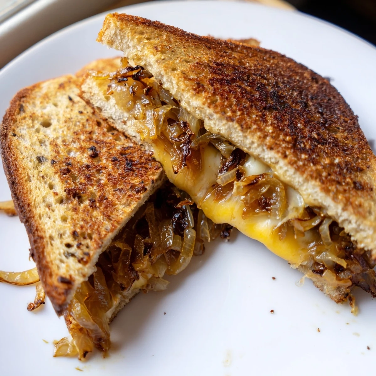Warm, melty Gruyère cheese and sweet caramelized onions make this incredible grilled cheese recipe delicious.