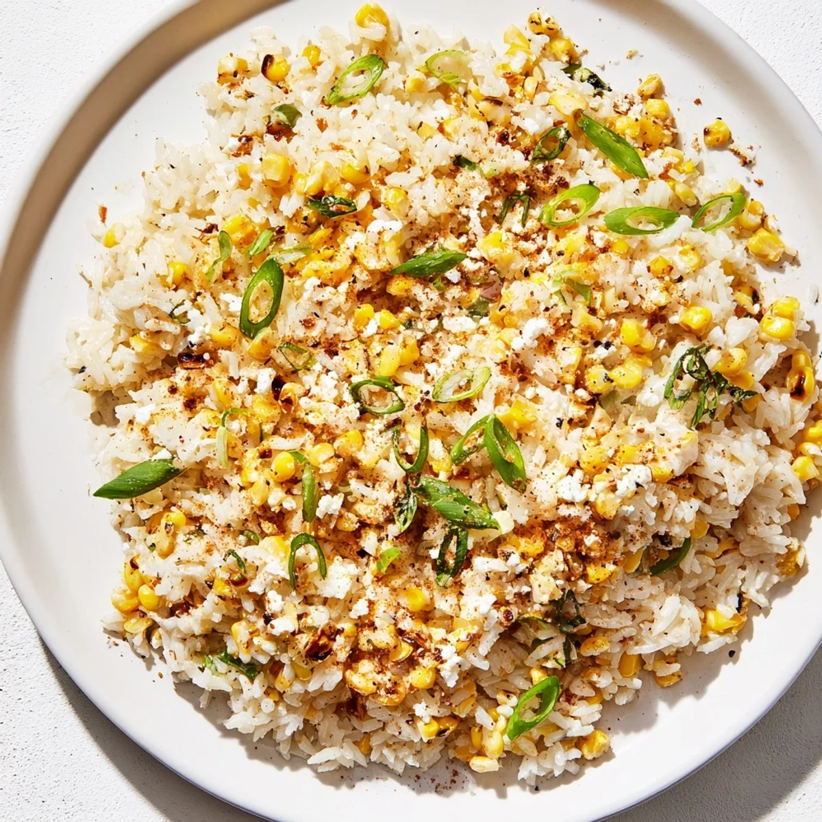 Close-up shot shows steaming Mexican Street Corn Rice, featuring charred corn and delicate cilantro garnish.