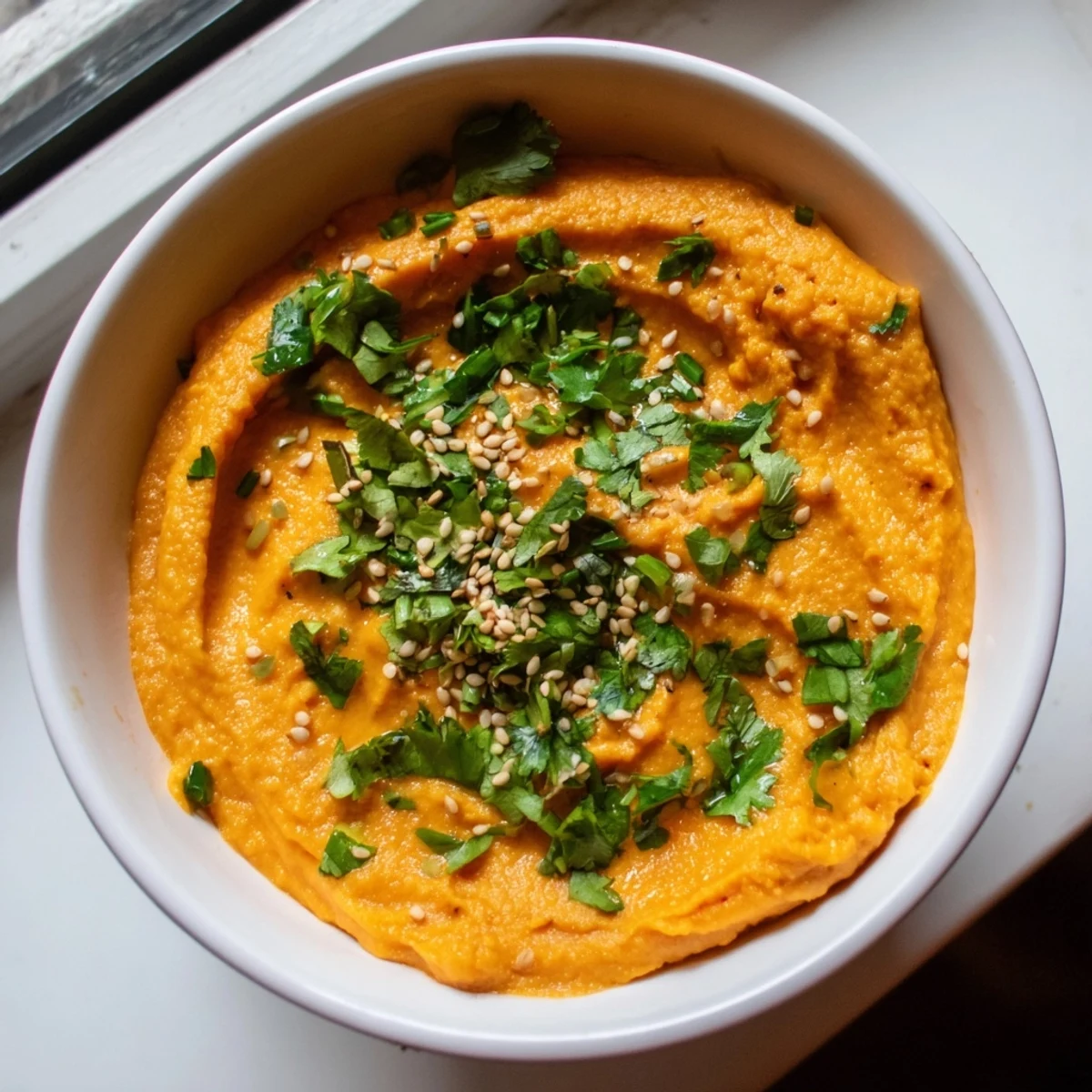 Golden roasted carrots blended with fresh ginger create this creamy Carrot Ginger Dip, perfect for healthy snacking.