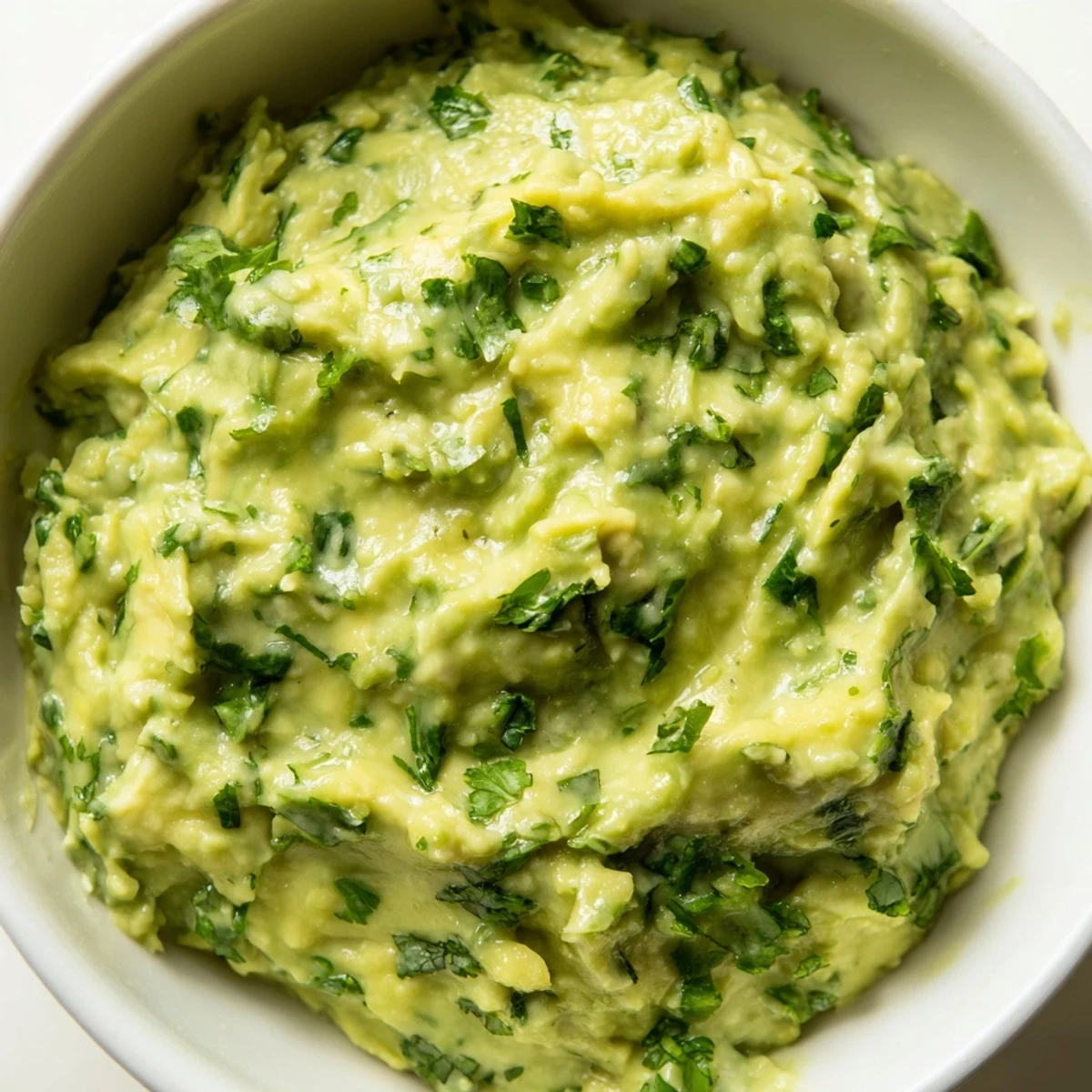 A vibrant bowl of Avocado Lime Dip garnished with fresh cilantro and lime wedges, ready for dipping.  