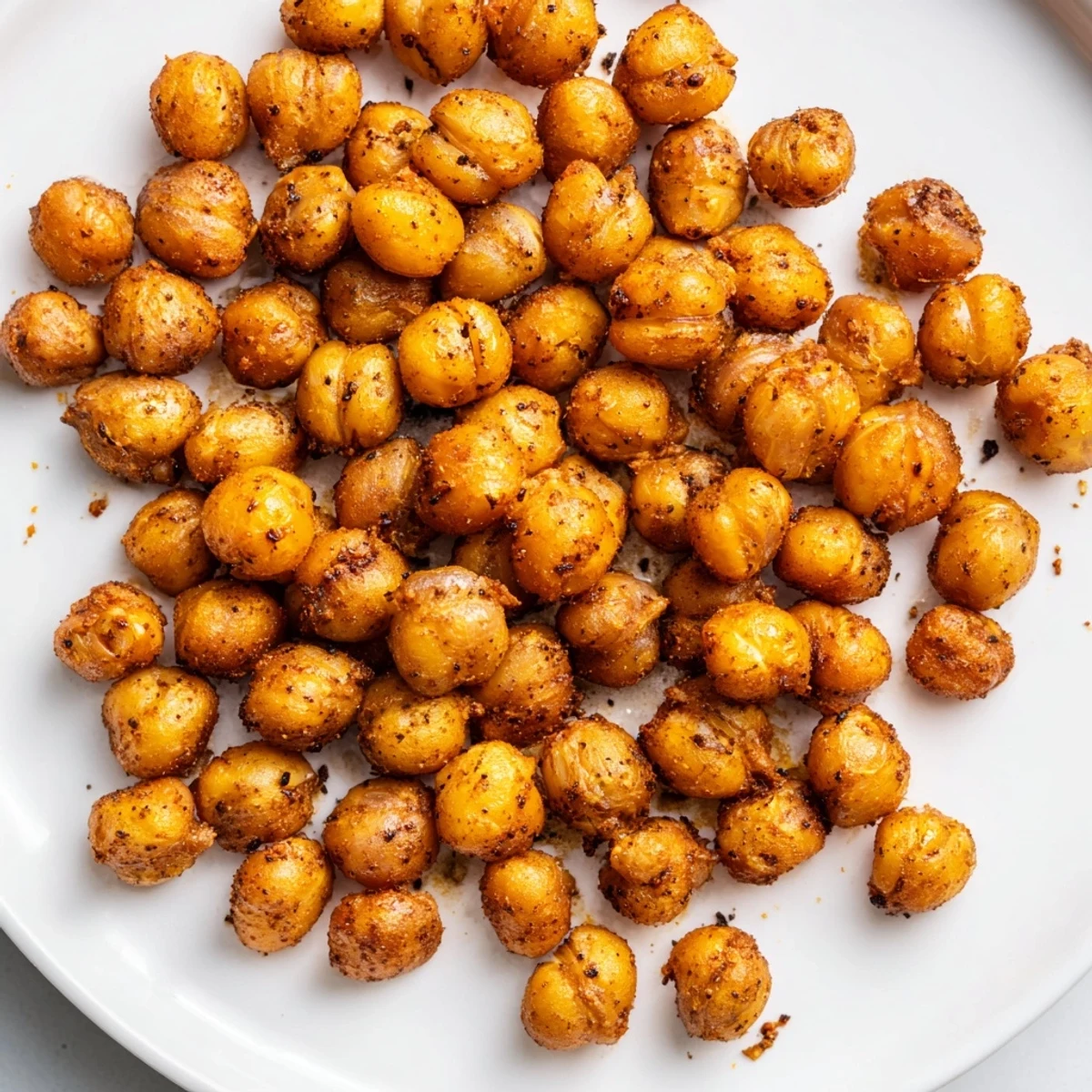 Golden, crispy chickpea snack fresh from the oven, seasoned with smoked paprika and cumin.  