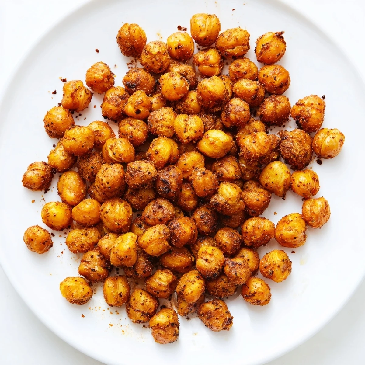 Crunchy vegan chickpea snack topped with fresh salad greens and a light lemon vinaigrette.