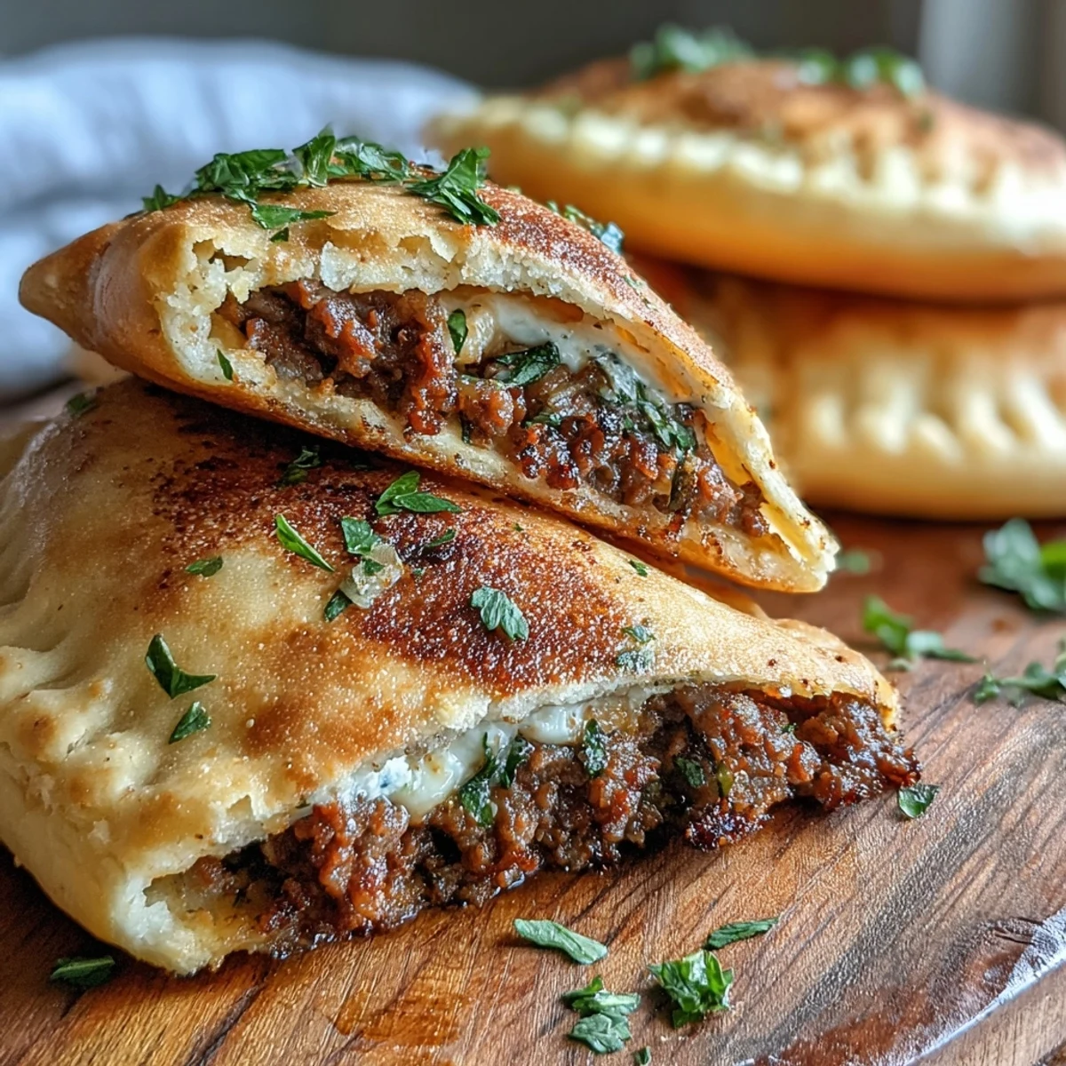 Golden Crispy Lebanese Arayes served warm with a side of tangy yogurt dip.