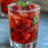 Vibrant raspberry lemon spritz mocktail with fresh berries, zesty lemon, and sparkling water in a clear glass, garnished with mint and lemon slices.