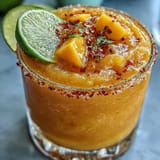 Fruity Spicy Mango Margarita Slushie: a vibrant, icy blend with sweet mango and fresh lime kick.