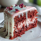 A luscious Bridal Shower Rosé Velvet Cake, perfect for celebrations, with a glossy drip.