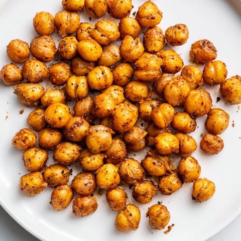Golden, crispy chickpea snack fresh from the oven, seasoned with smoked paprika and cumin.  