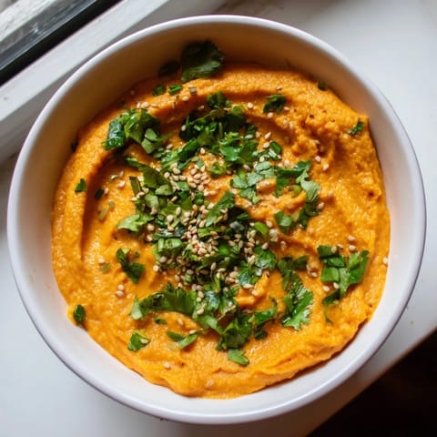 Golden roasted carrots blended with fresh ginger create this creamy Carrot Ginger Dip, perfect for healthy snacking.