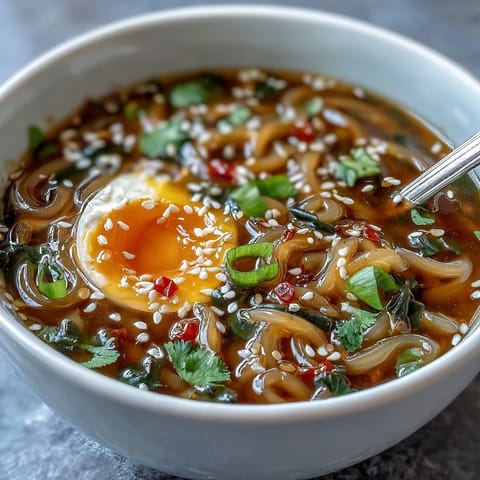 Hearty Shirataki Noodles with Broth, showcasing tender noodles in savory broth.