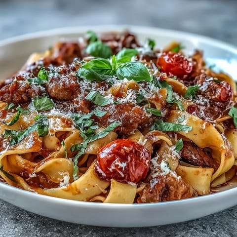 Savory Italian Drunken Noodles tossed with shrimp, onion, and garlic in a bold red wine tomato sauce, finished with herbs.
