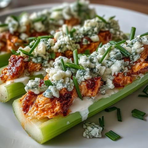Keto Buffalo Chicken Celery Boats