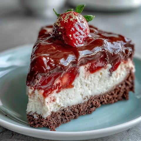 2. Luxurious mini cheesecake cups inspired by Dubai, featuring smooth cheesecake filling, dark chocolate drizzle, and vibrant strawberry halves.  