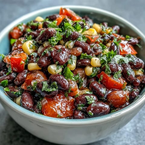 Colorful 3-Ingredient Cowboy Caviar Dip with black beans, corn, and fresh pico de gallo in a serving bowl.