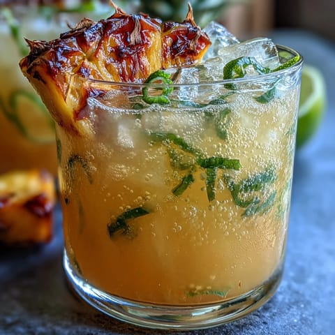 Sweet and spicy Pineapple Jalapeño Agua Fresca ready to enjoy over ice cubes.
