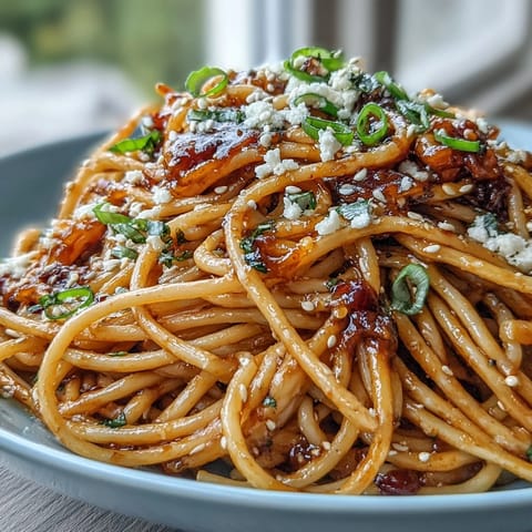 Gochujang butter pasta: a vibrant dish coated in a glossy, spicy-sweet sauce.