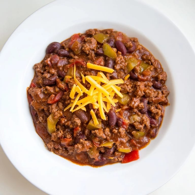 The savory aroma of simple weeknight chili fills the air, ready in under an hour for dinner.