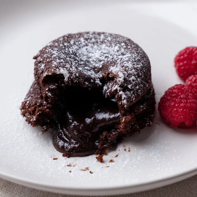 Freshly baked Mini Chocolate Lava Cakes, offering a delightful contrast between cake and gooey core.