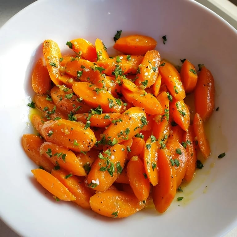 Vibrant orange golden honey-glazed carrots, a classic American side, perfectly coated in a sweet glaze.