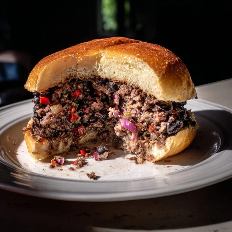 A stack of freshly made vegetarian black bean burgers, served hot with juicy tomato slices and lettuce.