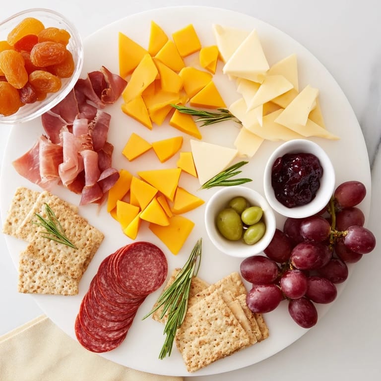 A delectable spread of geometric-shaped cheeses and meats showcased in this elegant Geometric Gala platter.