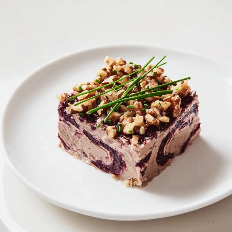 Delicious The Velvet Underground: a visually stunning appetizer featuring duck pâté and vibrant jam swirls with crunchy nuts.