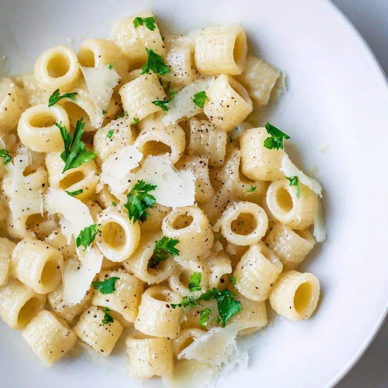 A steaming bowl of one-pot Garlic Butter Ditalini, showcasing perfectly cooked pasta and savory broth.