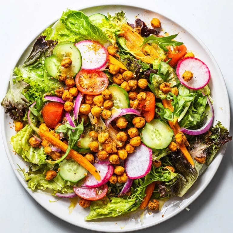 Imagine the mixed greens salad, featuring crunchy chickpea croutons and a bright lemon dressing.