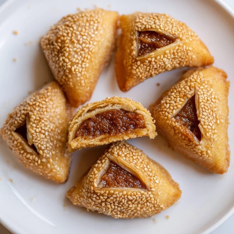 Close-up of freshly made Tunisian makroudh cookies, with a warm spiced date filling ready to eat.