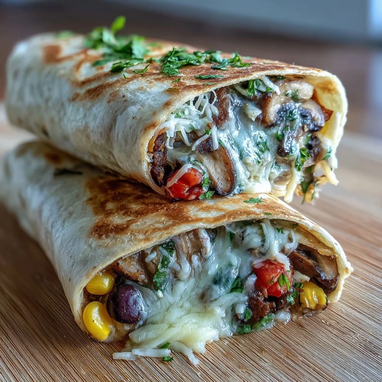 Veggie burritos wrapped tightly in soft tortillas, ready to be enjoyed with a side of salsa and sour cream.