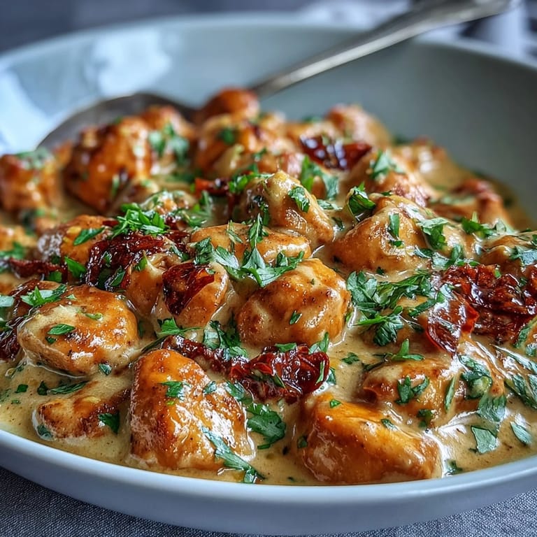 Close-up of Easy Chicken Curry showing tender chicken thighs coated in a vibrant, aromatic curry sauce.