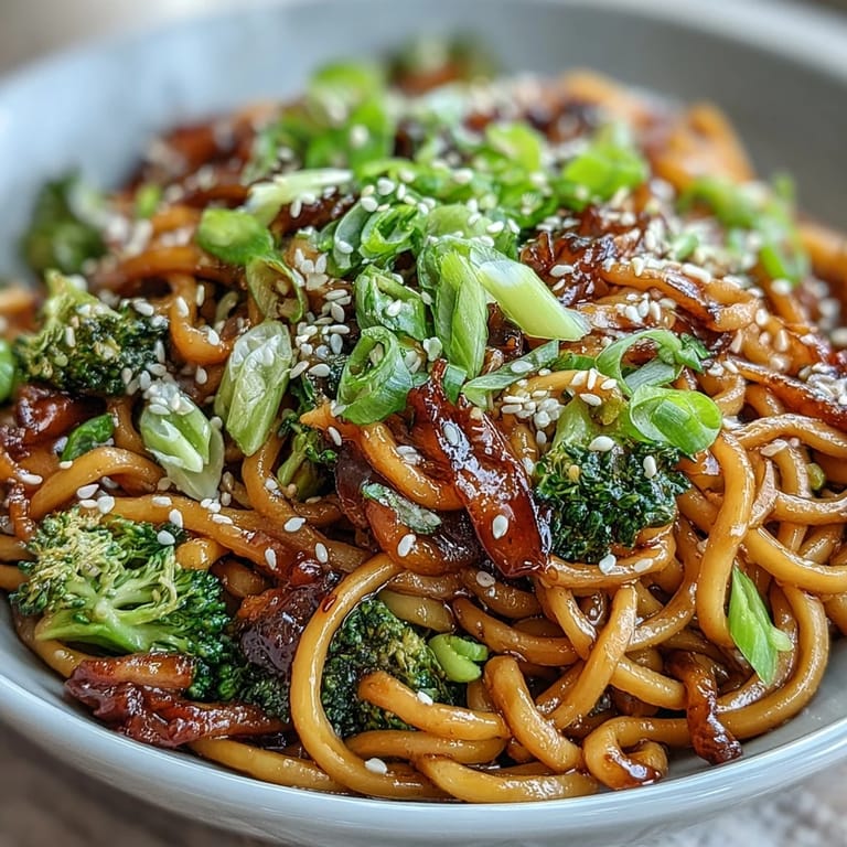 Homemade Asian Teriyaki Noodle Bowl served fresh with colorful vegetables and a savory glaze, perfect for a quick dinner.