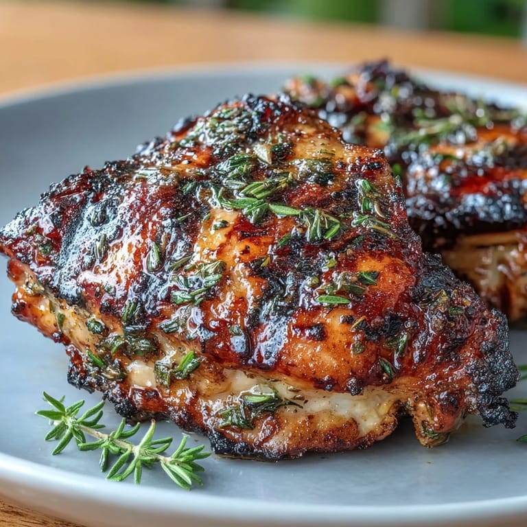 Golden, charred lemon herb chicken thighs paired with a crisp Greek salad of olives, peppers, and tangy feta cheese.  