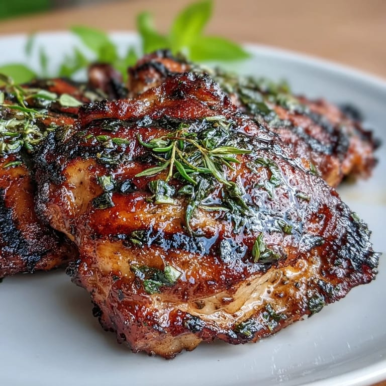 Tender grilled chicken thighs marinated in lemon and herbs, served with a colorful, refreshing Greek salad for a Mediterranean feast.