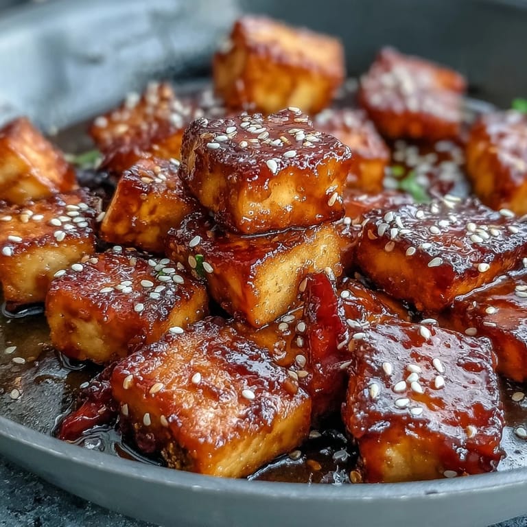 Savory baked tofu and colorful vegetables glazed with homemade teriyaki sauce in this easy vegan sheet pan meal.  