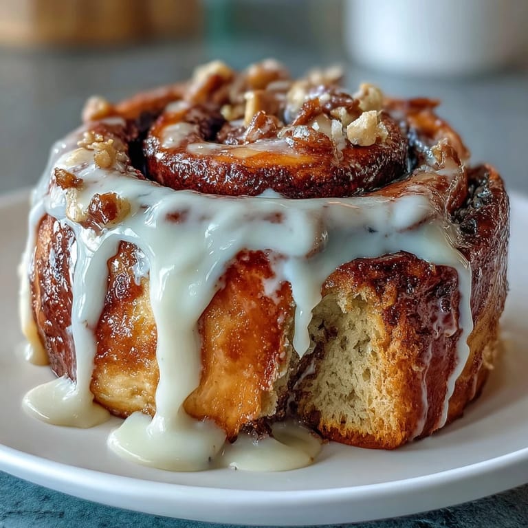 Warm banana bread cinnamon rolls drizzled with sweet icing, combining comforting flavors in every bite.