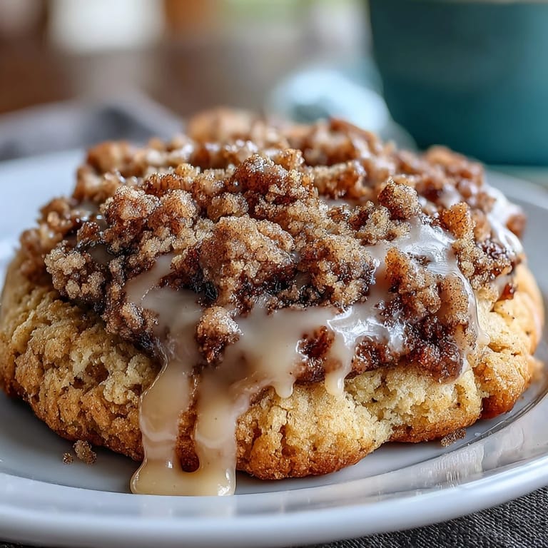 Gilmore Girls coffee cake cookies with rich brown sugar flavor, cinnamon streusel topping, and sweet vanilla icing.  