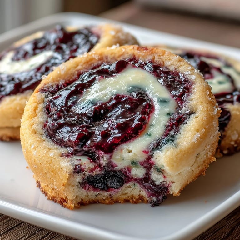 Enjoy Easy Blueberry Cheesecake Swirl Cookies—a dreamy blend of tangy cheesecake and sweet blueberry in every buttery bite.