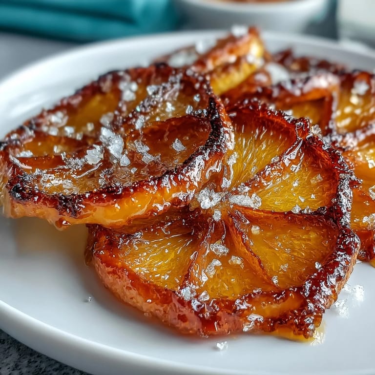 Translucent orange slices simmered in sweet syrup, ideal for adding a vibrant, citrusy touch to Valentine's cocktails and confections.