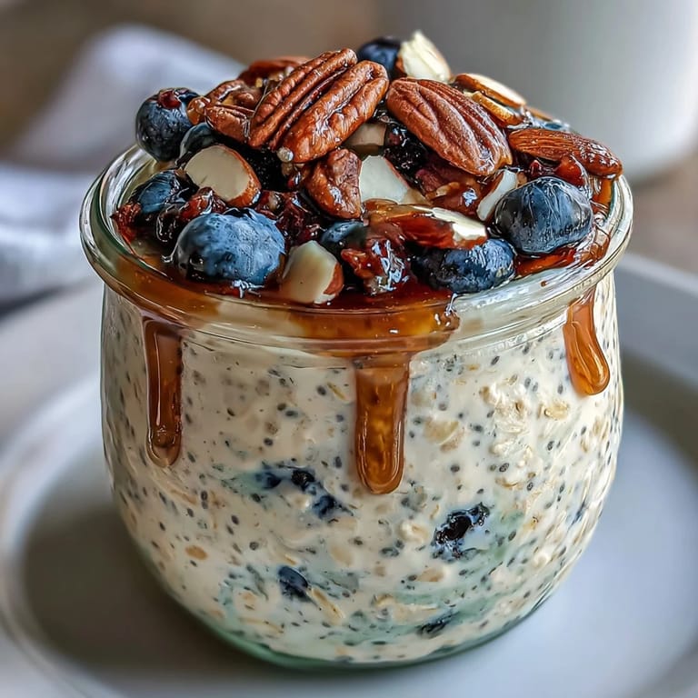 2. Nutritious overnight oats meal prep jars layered with Greek yogurt, chia, and juicy blueberries—perfect for busy mornings.  