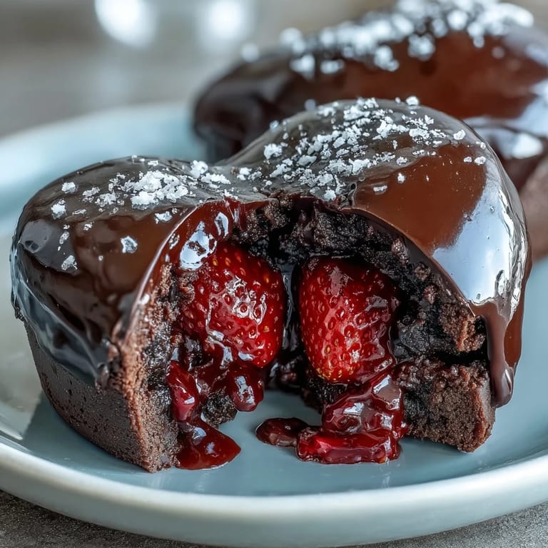 Decadent dark chocolate heart shell reveals a treasure of ripe strawberries inside, perfect for sharing with your loved one.  