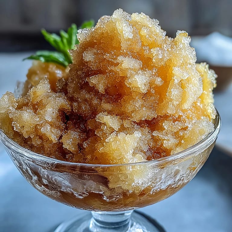 Zesty limoncello sorbet garnished with fresh mint leaves and lemon zest, light and palate-cleansing treat ideal for warm evenings.  