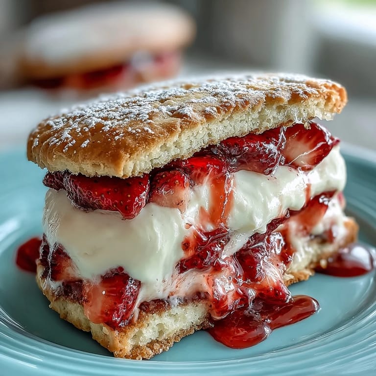 Strawberry shortcake cookies with cream filling, perfect for summer dessert or afternoon tea.